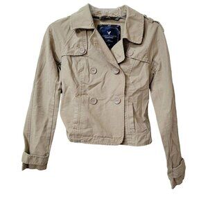 American Eagle Outfitters Jacket Button up Womens Small Tan 100% Cotton Pockets